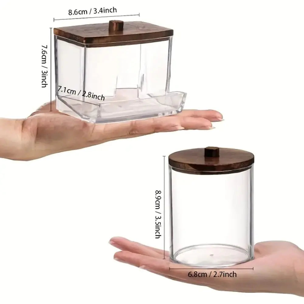 3-Piece Swab & Cotton Pad Organizer – Bamboo Lids
